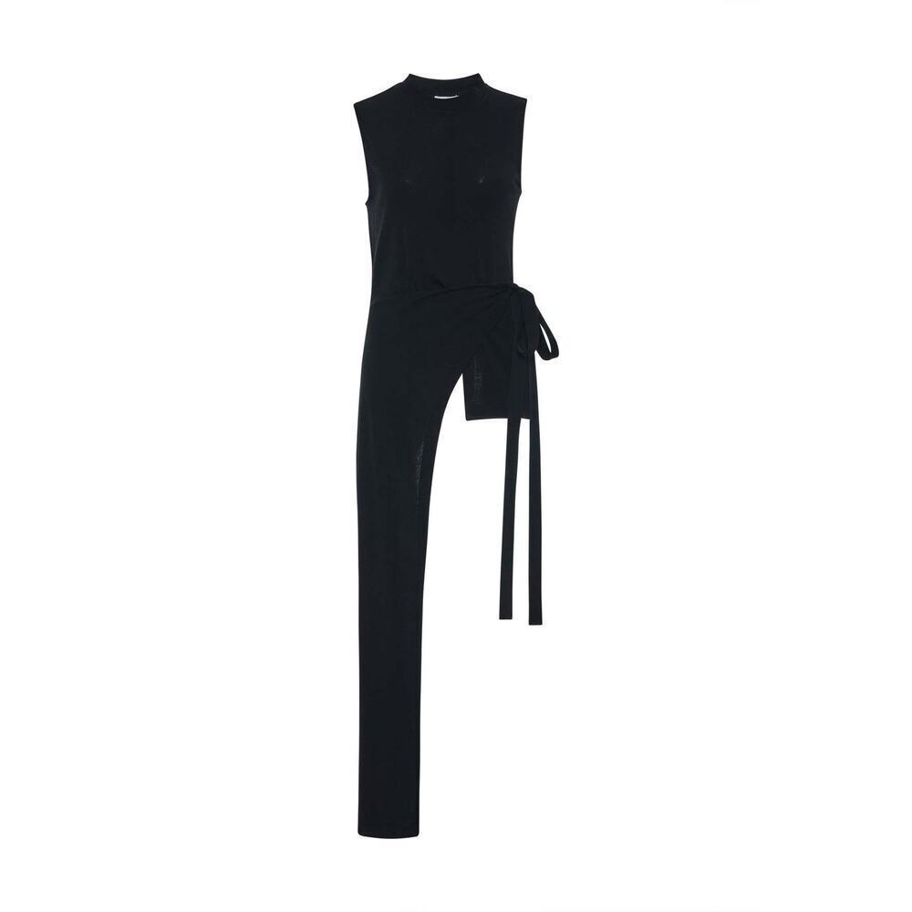 Rosetta Getty Sleeveless Asymmetric wrap black knit sleeveless Top XS